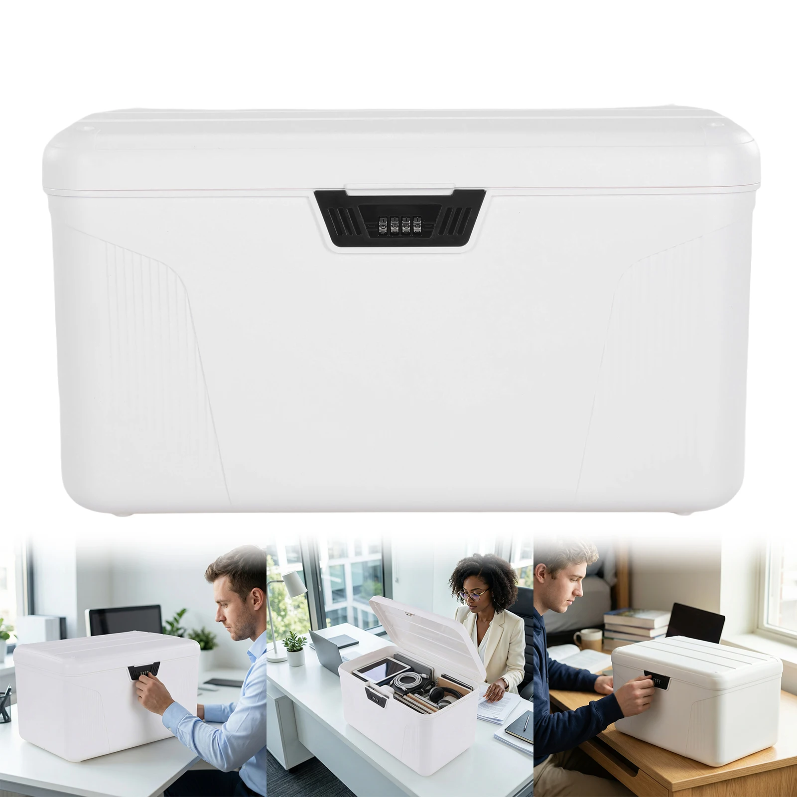 

Lockable Storage Containers Bin with Combination Lock 37L Large Capacity Plastic Locking File Box for Home/Office/Outdoor Travel