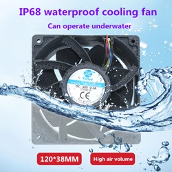 IP68 nawilżacz wodoodporny wentylator 12V 24V 48V rozpylacz ultradźwiękowy 12cm 120*38mm wentylator chłodzący DC