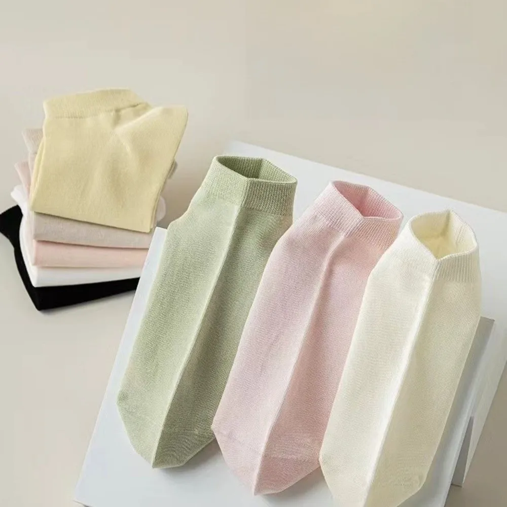 

Soft Solid Color Short Socks Breathable Thin Cotton Socks Comfortable Lightweight Boat Socks Spring Summer