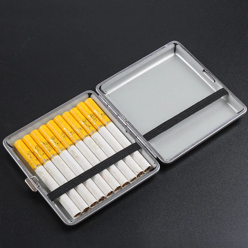 Leather Cigarette Box Case Holder for 20 Sticks Cigarette Case Double-open Cigarette Case Container Holder Tobacco Cigarette Box