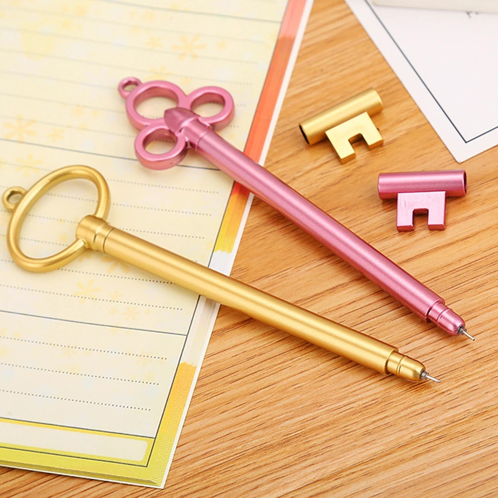 

12 Pcs Modeling Golden Key Neutral Pen Office Black Pens Cute Ballpoint Supplies