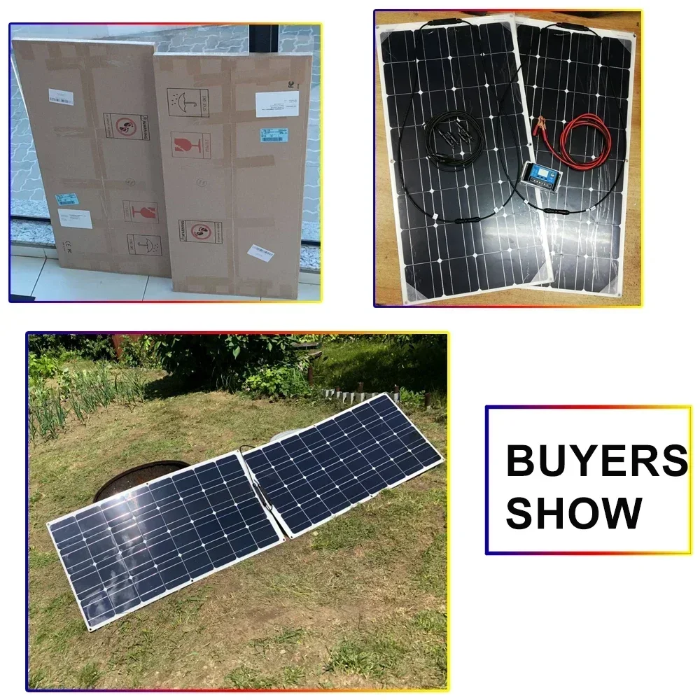 300w 200w 100w Solar Panel Kit Flexible Solar Panels12v 24v High Efficiency 12v Solar Car RV Caravan Home Battery Charger Module