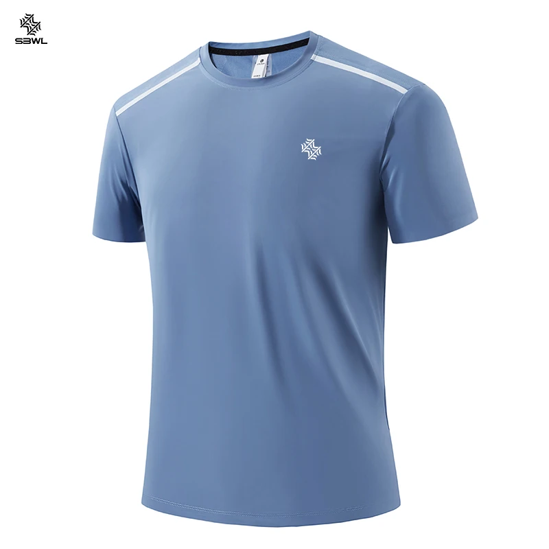 SBWL Summer Men's Breathable Fitness Quick Drying T-Shirt Fashion High Quality Leisure Outdoor Running Short Sleeve Gym Tops