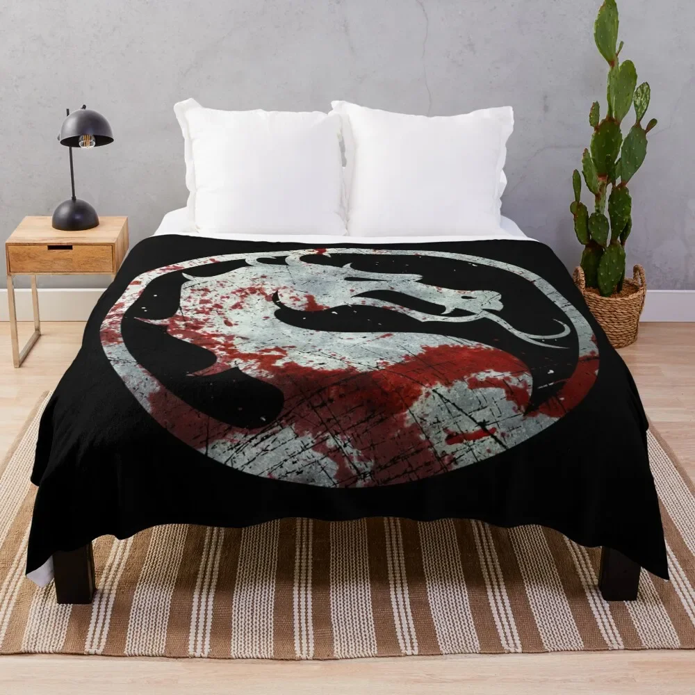 Mortal Kombat - Vintage Silver Throw Blanket Nap Decorative Sofas sofa bed Winter beds Blankets