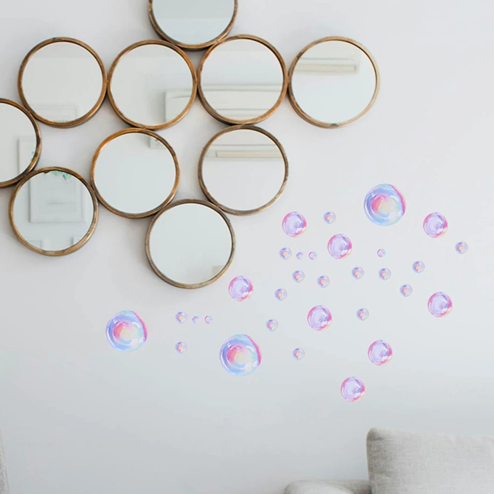 4pcs 4 Sheets Pvc Bubbles Wall Stickers Bath Time Kids Party Ocean Theme Bedroom Bathroom Decor Bubble Pattern Self-Adhesive