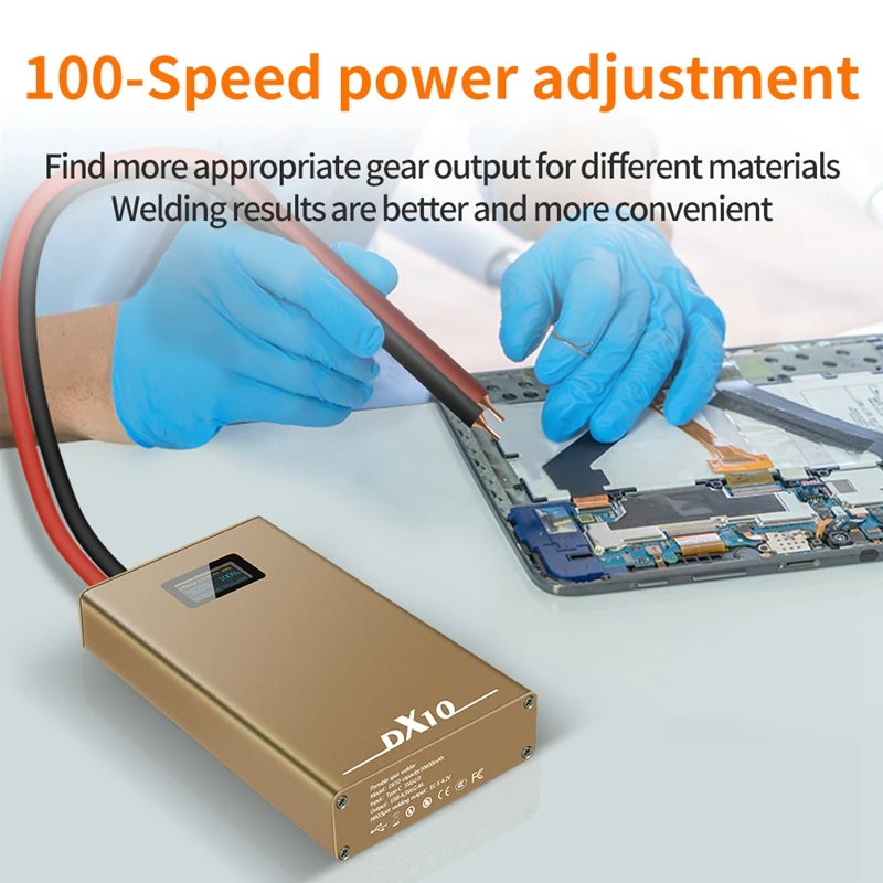 10600mah DX10 Handheld Spot Welder Machine 6*300A OLED Mos 8 Awg Spot Pens For 18650 0.2mm Nickel Sheets Type-C Charge 4.2v Gold