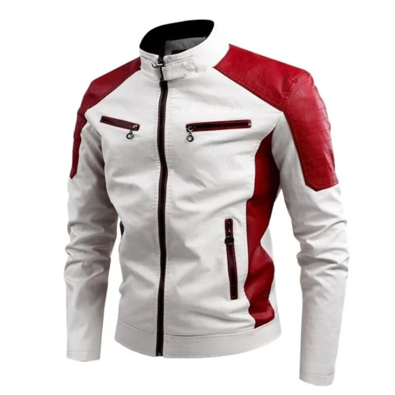 

Мужские кожаные куртки с тонким воротником-стойкой, подходят для пальто из искусственной кожи, мужские модные осенние повседневные кожаные куртки высокого качества 5XL