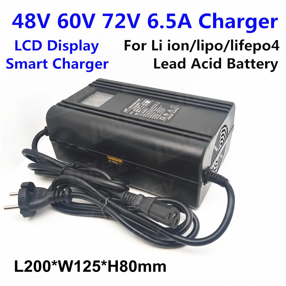 

48V 60V 72V 6.5A lithium lifepo4 lipo AGM GEL lead acid battery charger aaa 54.6V 58.8V 58.4V 67.2V 71.4V 73V 84V 87.6V cargador