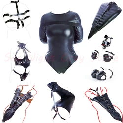 Arm Binder Glove Sleeves,Behind Back Bondage Armbinder,BDSM Leather Handcuffs Straight Jacket,Sex Toys For Couples