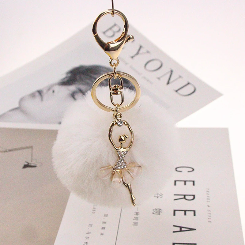 Fake Rabbit Fur Ball  Key Chain Mobile Phone Chain Keyring Student Gift Funny Cat Bag Pendant Lanyard Happy Cat Keychain