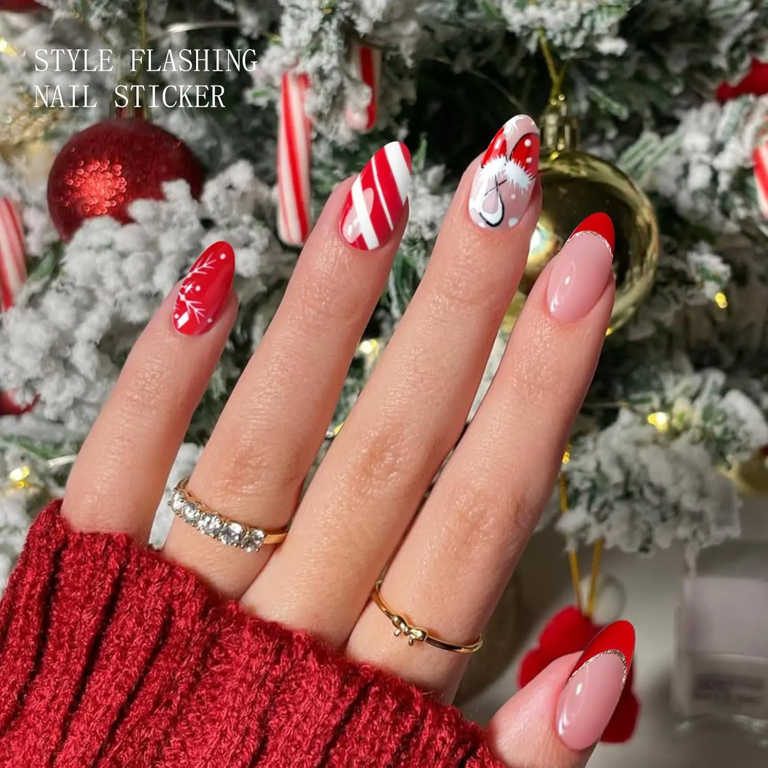 ملصقات أظافر جل ندفة الثلج لعيد الميلاد - شرائط فنية لطيفة للأظافر بالأشعة فوق البنفسجية/LED شبه معالجة