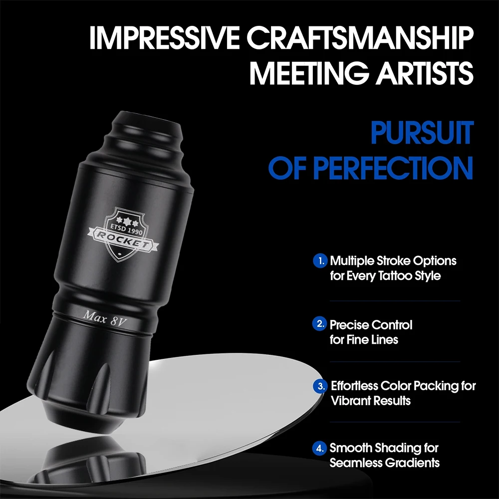 

Tattoo Short Pen Mini Rocket Tattoo Machine Rotary Tattoo Pen RCA Interface For Permanent Microneedling Makeup