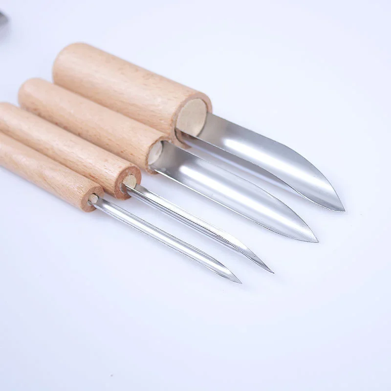 Pottery Clay Hole Puncher Stainless Steel Ceramic Cutting Punching Modeling Sculpture Tool Polymer Wax Clay Tools 4Pcs