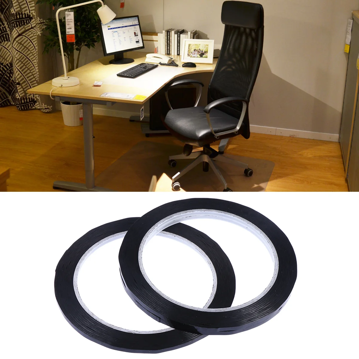 White Board Divider Tape Floor Marking Black Duct Graphic Art Pipeline Electric