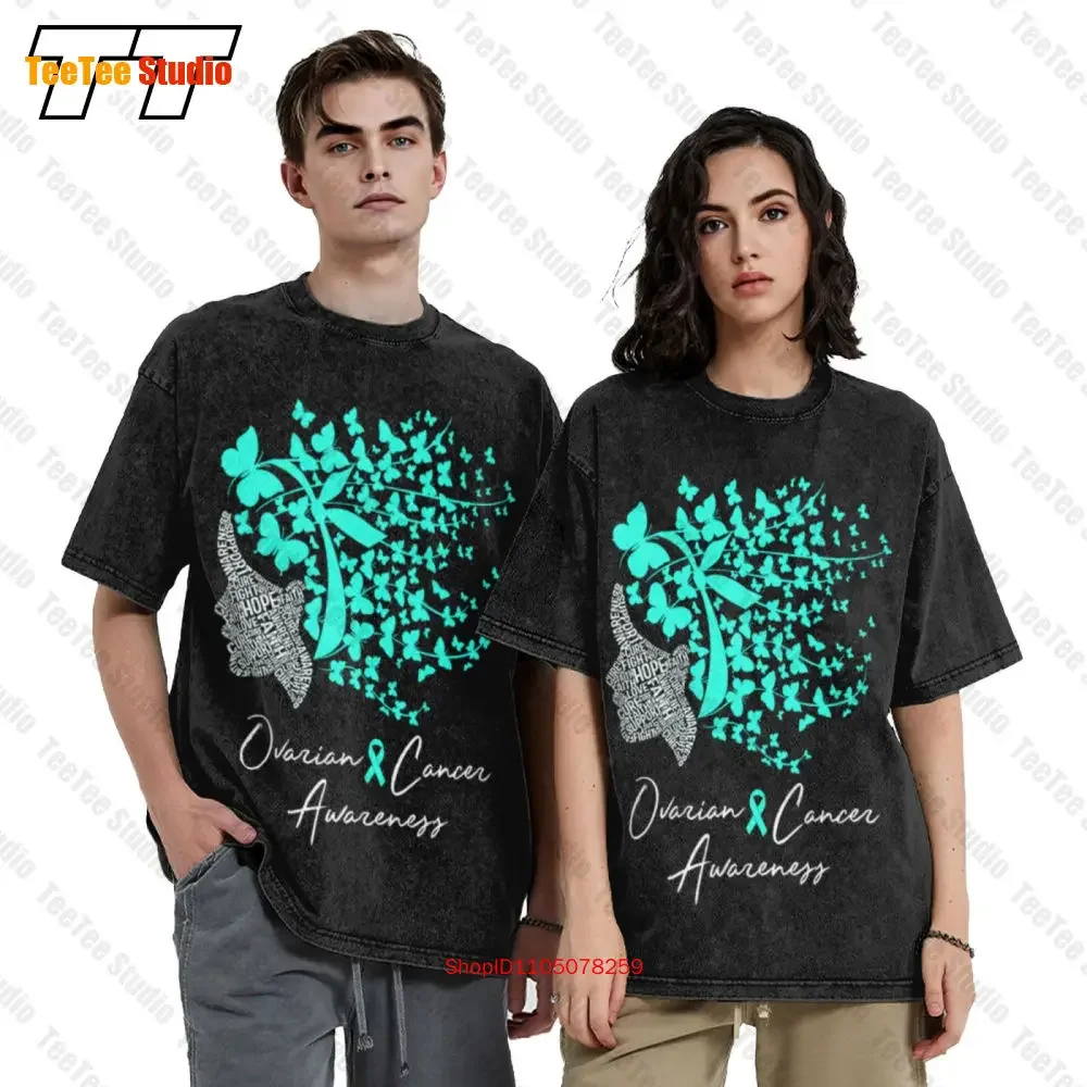 Ovarian Cancer Awareness Teal Vintage Oversized T-Shirt S1RG