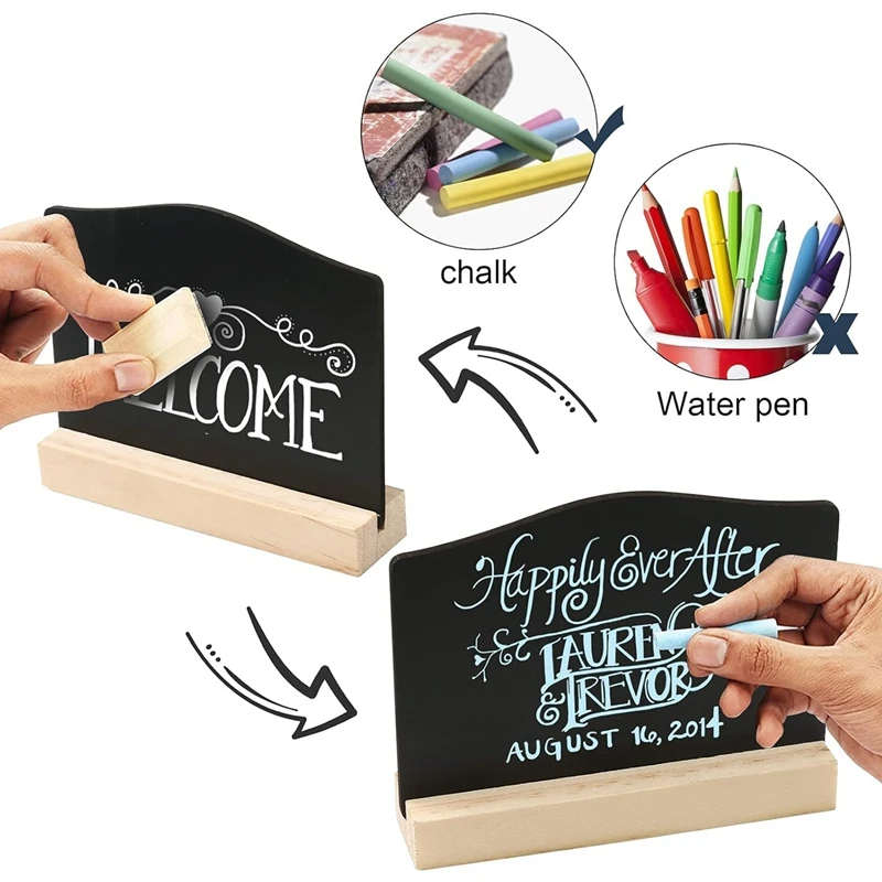 12PCS Mini Chalkboard Signs Kitchen Notes Chalk Boards Small Blackboard Message Tabletop Board With Stands 10X7.2Cm