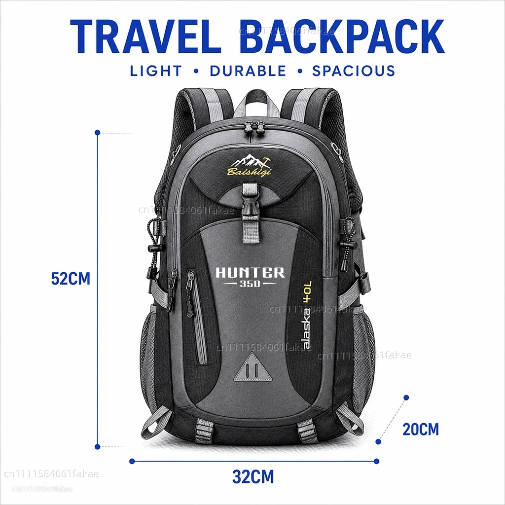 FOR Royal Enfield Hunter 350 2022-2026  Motorcycle Backpack 40L Waterproof Travel Backpack Outdoor Hiking Camping Daypack