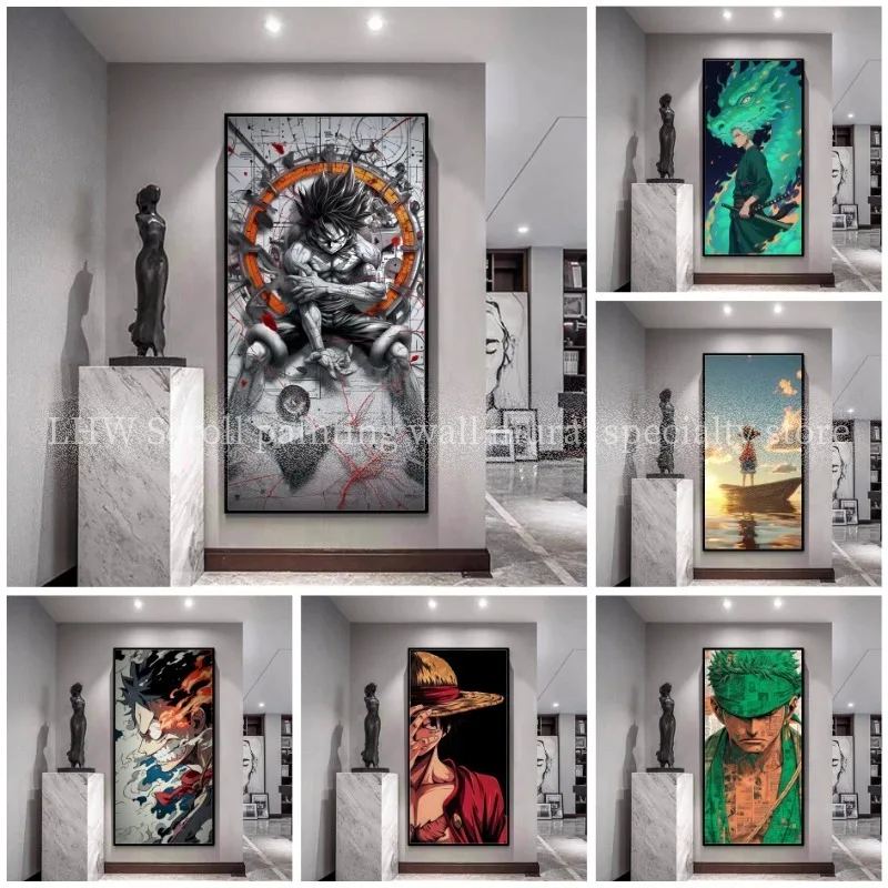 Classico Anime One Piece Rufy Roronoa Zoro Scroll Pittura Esports Camera Decorazione Della Parete Festival Regalo In Edizione Limitata-image