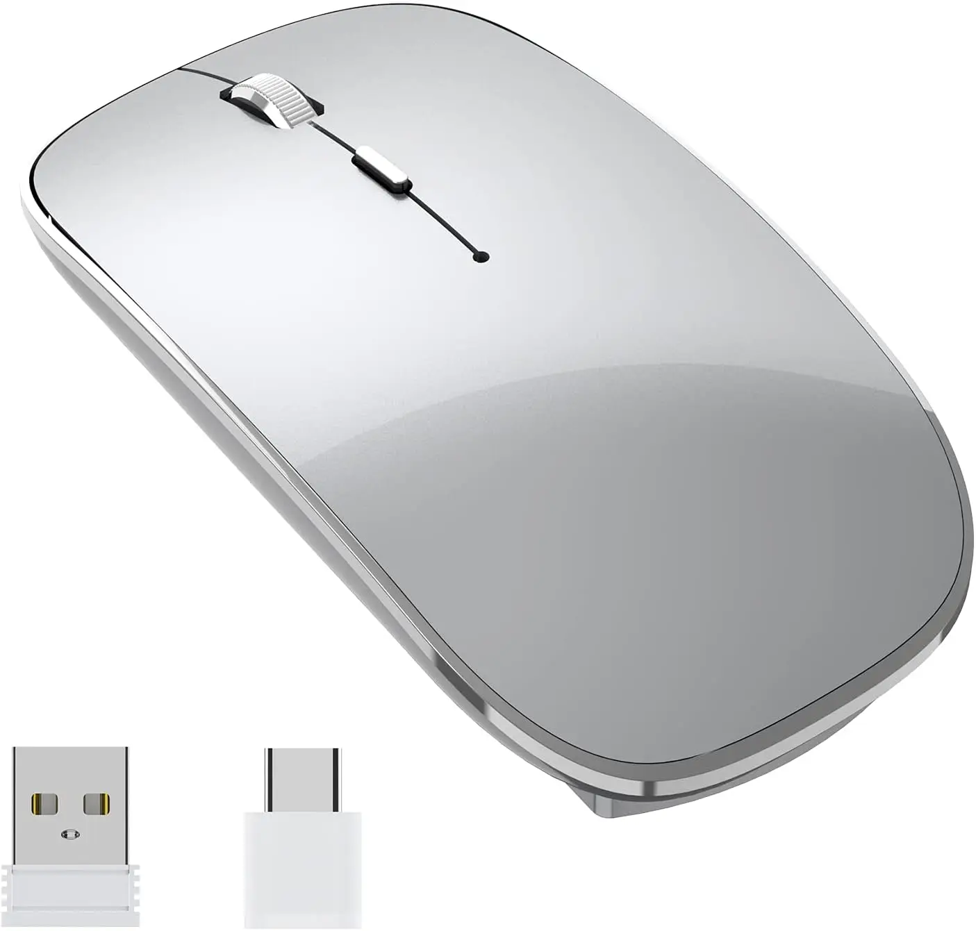 AitronLink Wireless Mouse, Quiet and Portable with USB & Type-C Compatibility, Adjustable DPI for Laptop, Mac, and MacBook.