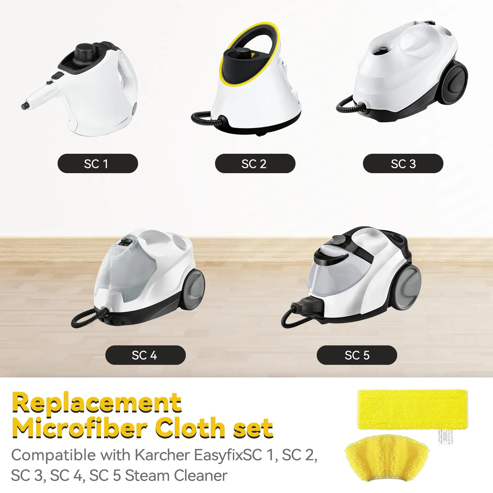 【Verbessert】Mikrofaser-Wischmopp-Tuch für Karcher Easyfix C1 SC2 SC3 SC4 SC5 SC7 Handstaubsauger-Pad-Abdeckung Dampfzubehör – Detail 2