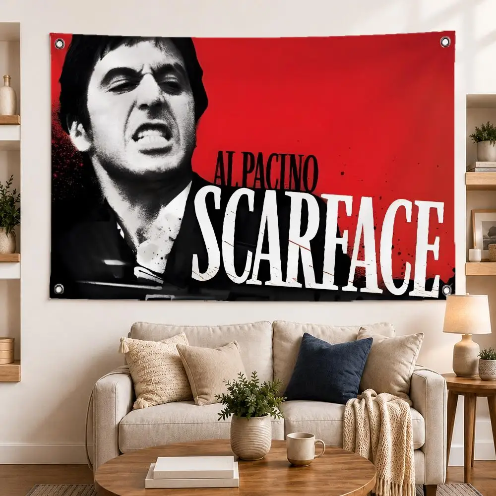 classic tv series S-Scarface Flags Horizontal High Density Knitted Fabric European Simple For Durable Outdoor Indoor Use