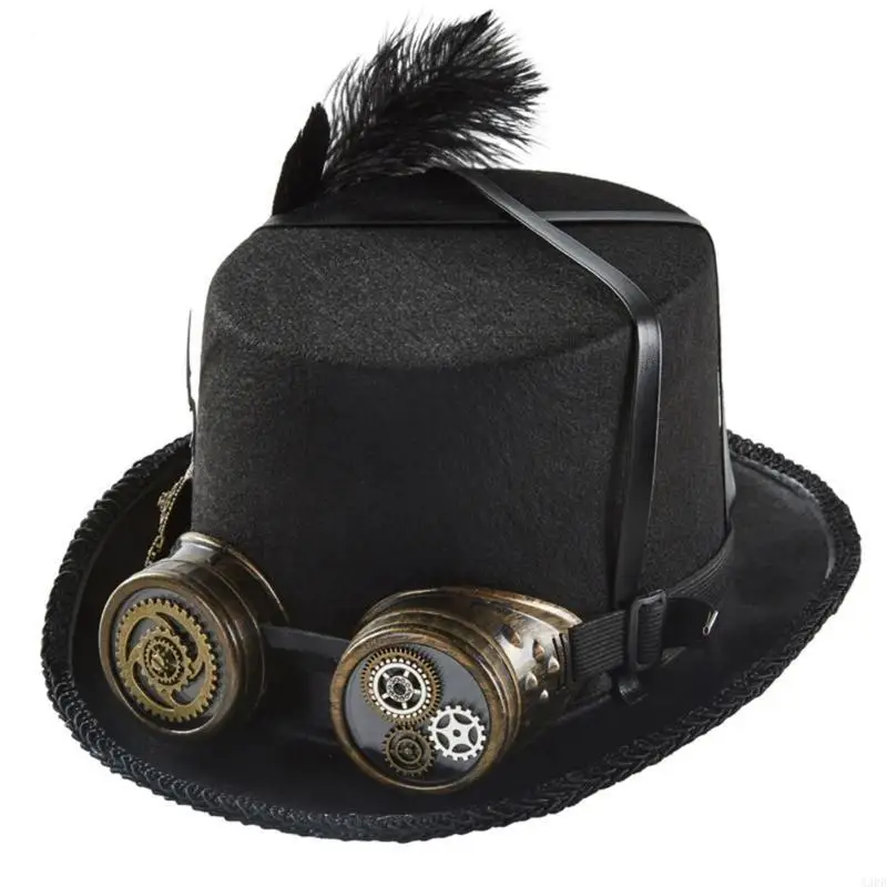 Steampunk Time Hat Steampunk Hat Steampunk Top Hat pour hommes avec des lunettes
