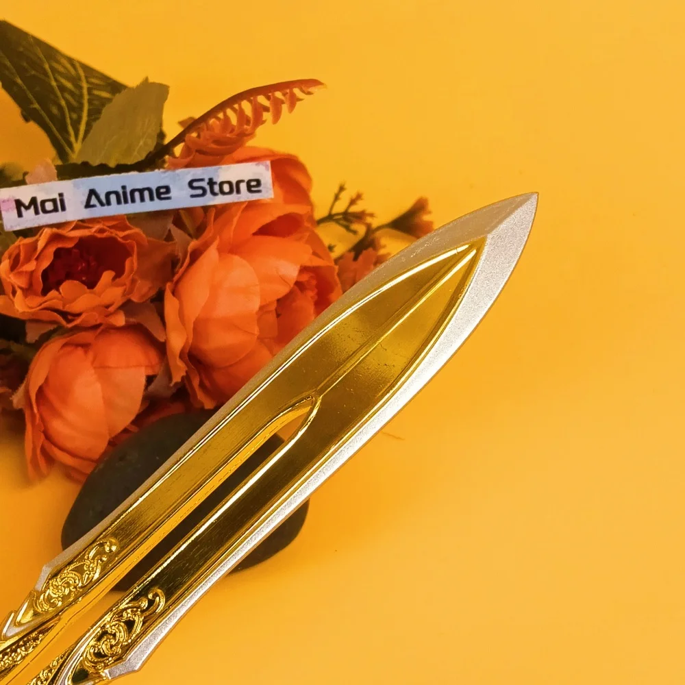 Katana de Metal dorado de 7,8 pulgadas, cuchillo Ninja japonés Real, espada Kratos, hoja de Anime Original, Dios de la guerra, Katana, sable samurái, juguete para regalo