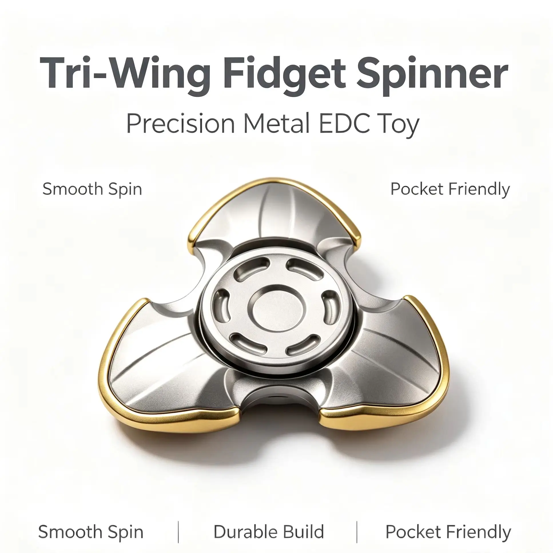 Alloy Metal EDC Fidget Spinner Fingertip Hand Spinner Long‑Spin Anti‑Stress Anxiety Relief Desk Toy for Adults Collection Gift