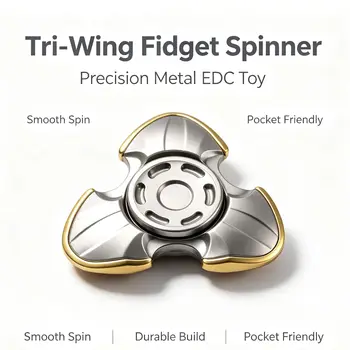 Alloy Metal EDC Fidget Spinner Fingertip Hand Spinner Long‑Spin Anti‑Stress Anxiety…