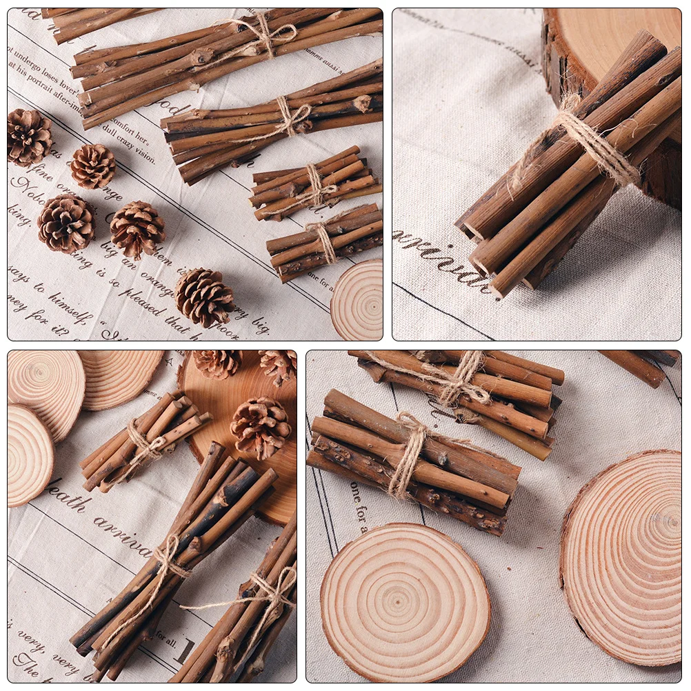 

21Pcs Christmas Wood Sticks Pine Cones Wood Slices Natural DIY Christmas Decoration Wreath Table Vase Pine Cone Ornaments