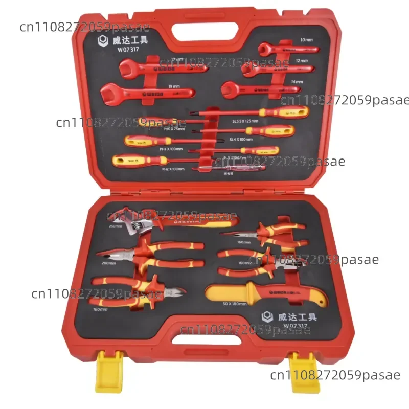 WEIDA 25-piece industrial grade stainless steel VDE insulation 1000V OEM hand tool set screwdriver ratchet wrench 3 years