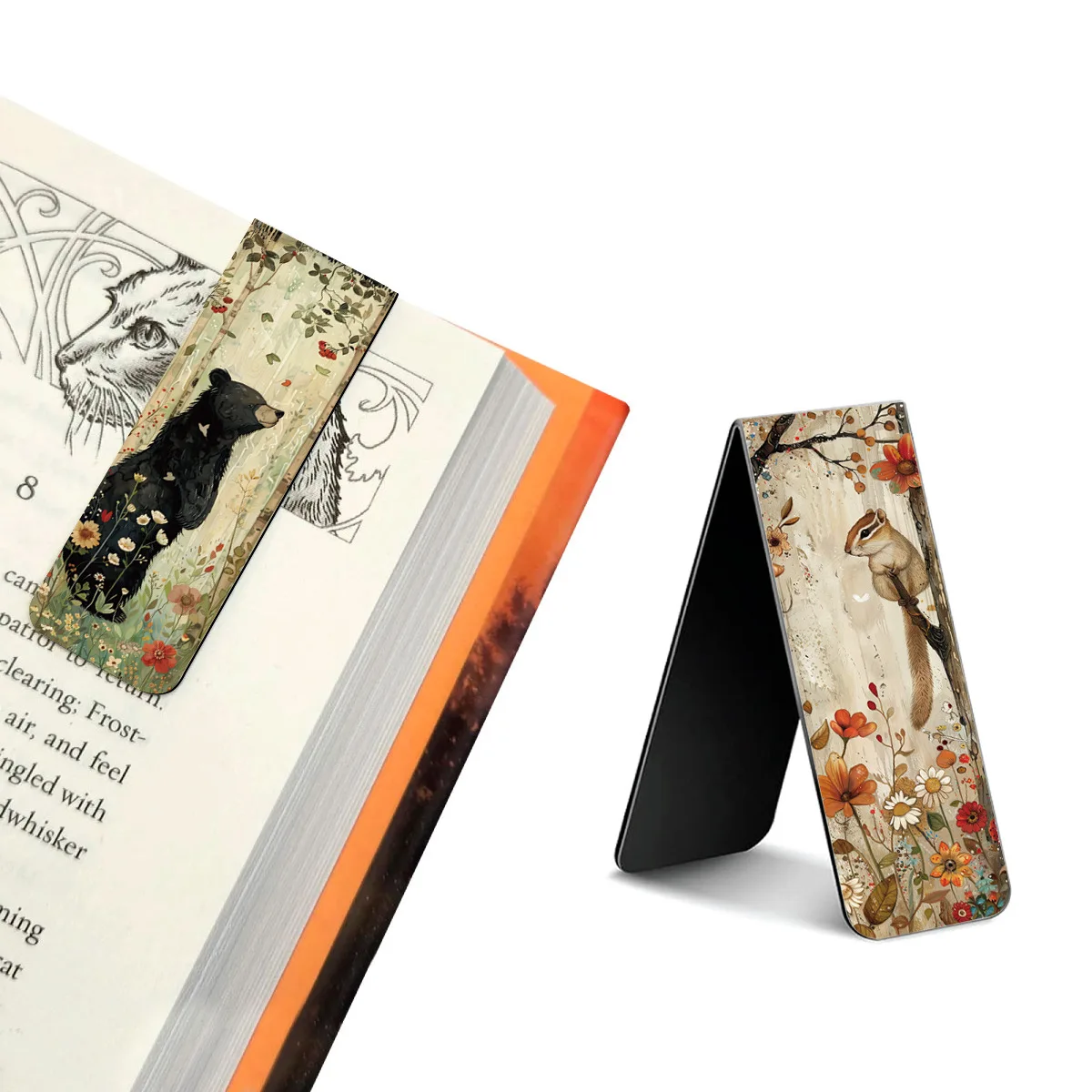 4PCS Woodland Animal Magnetic Bookmarks Vintage Forest Creatures Bookmarks Set, Aesthetic Animal Book Lover Gifts for Readers