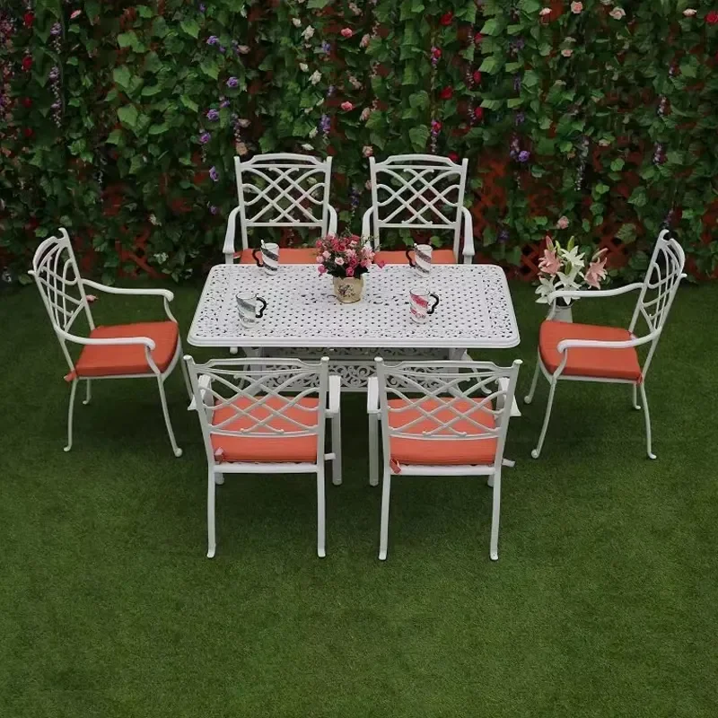 FOR FRENCH MODERN SPACE SAVING IRON METAL WHITE CAST ALUMINUM PATIO BISTRO DINING CHAIR AND TABLE OUTDOOR GARDEN