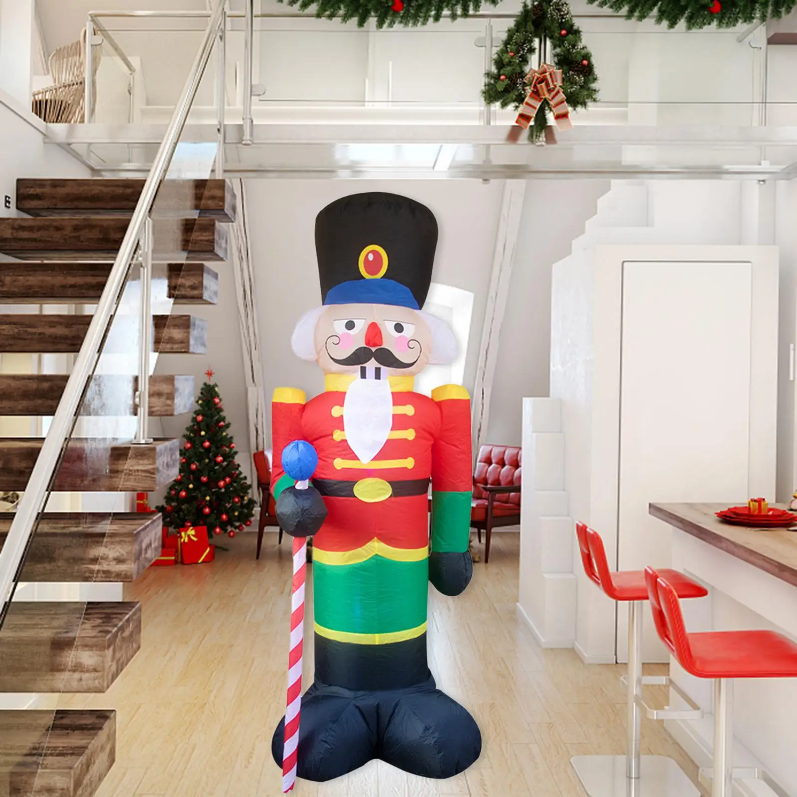 8 ft Nutcracker Christmas Inflatable, Christmas Party Decoration, Upgraded with Lights Inflatable Soldier for Outdoor Indoor