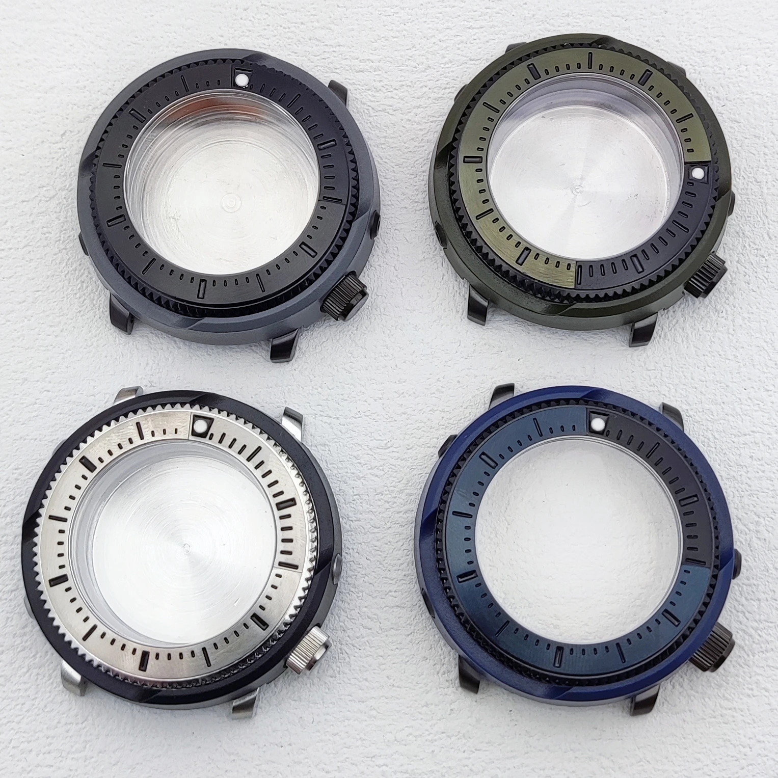 46mm Case NH35 Case Sapphire Glass Waterproof Case Rotating Gear Ring Mouth Case Suitable for NH35 dials Case NH35 Watch Case