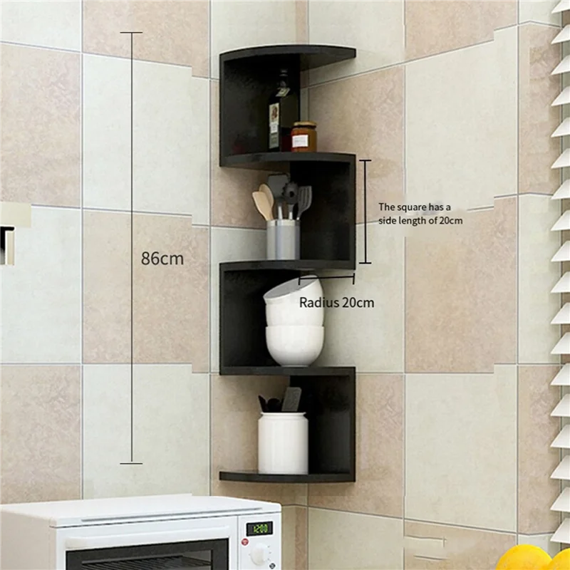Corner Shelf Corner Corner Punching-Free Wall Bedroom Living Room Corner Bookshelf Kitchen Triangle Cabinet Storage Rack