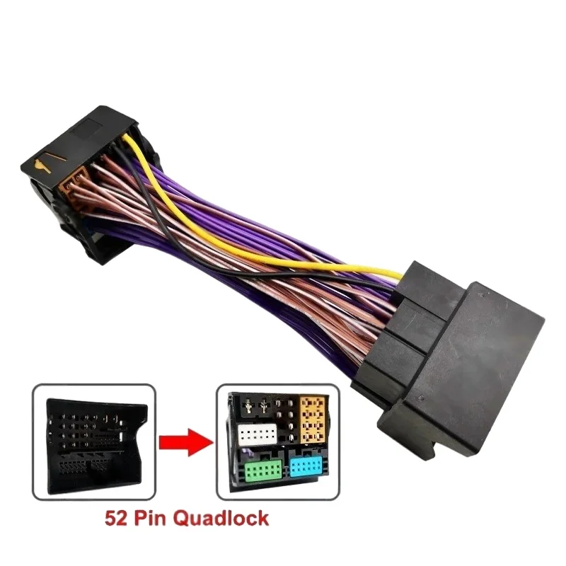 Adaptador de arnés de extensión de conector de 52 pines, Cable de cableado Plug Play para Volkswagen Golf Jetta Tiguan Passat Audi A3 A6