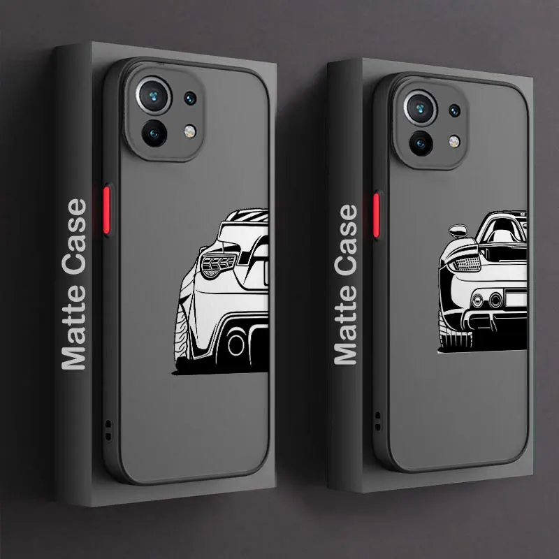 Matte Phone Case for Xiaomi POCO X3 X4 NFC X5 Pro M4 M3 F5 F4 F3 C40  Silicone Edge PC Cover JDM Legend Supercar