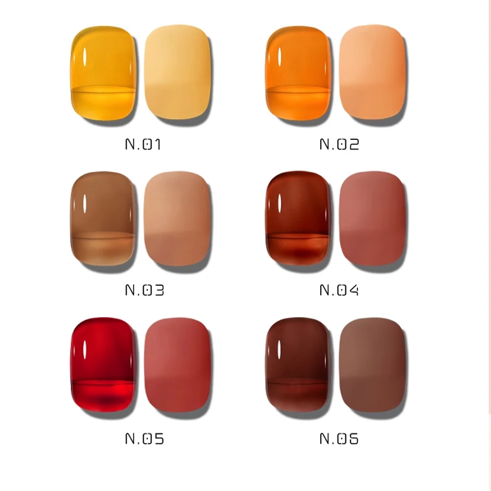 Zestaw lakierów hybrydowych 1/6 kolorów 5g Amber Brown Y2K Jesień Zima Gradient Leopard Jelly Nail Gel Półtrwały Lakier do Paznokci Soak Off