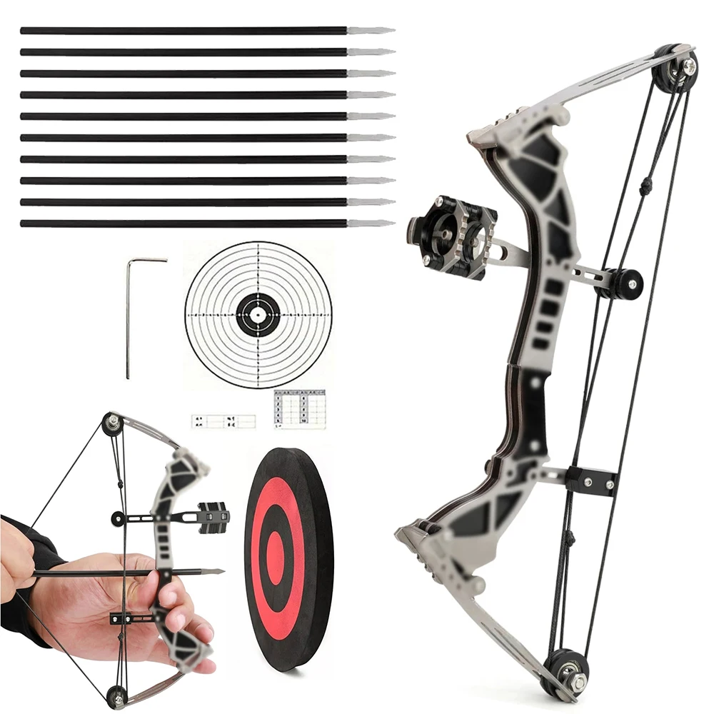 

Archery Mini Compound Bow Kit Precise Aiming Bow and Arrow Shooting Bow Practice Accessories Small Pulley Bow and Arrow Shooting