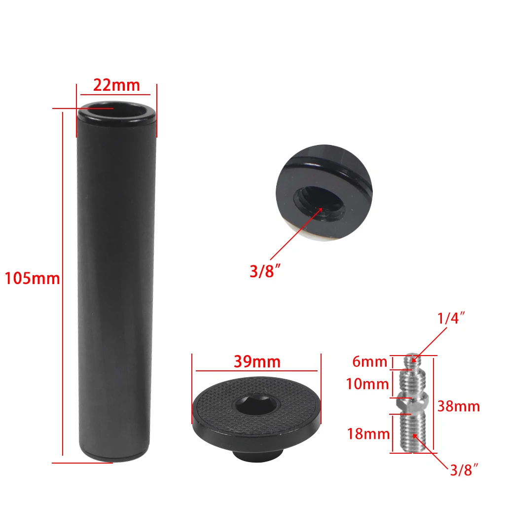 Carbon Fiber Center Column Extender Tube Extension for Tripod Monopod 22/25/28/32mm Camera Mount