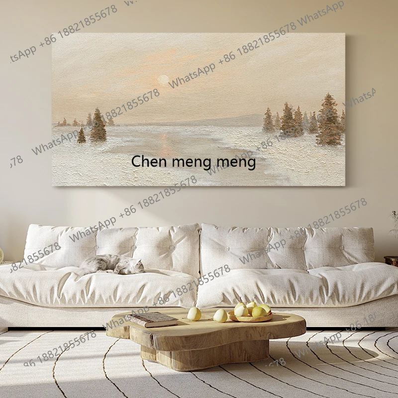 

Pure hand-painted oil painting "Cream wind living room decorative background wall hanging painting handmade