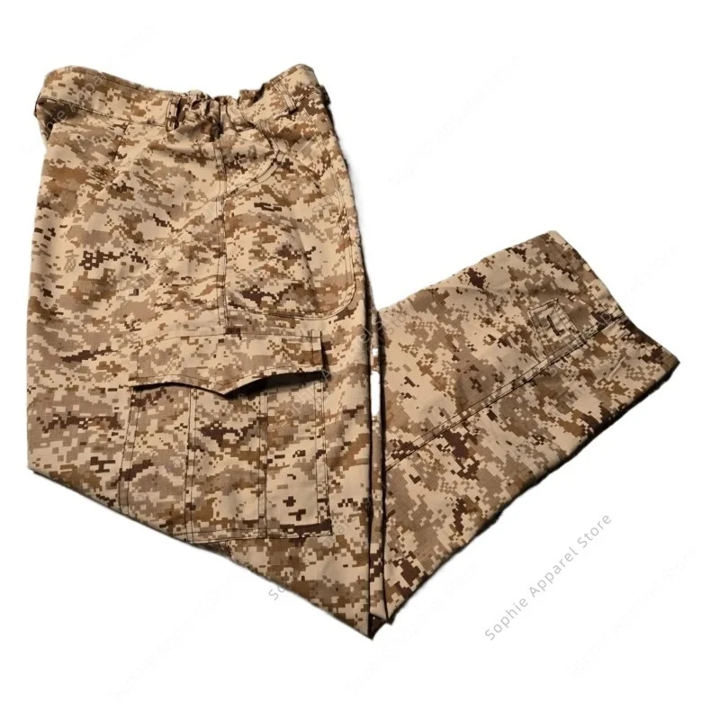 กางเกงยุทธวิธีผู้ชายลายพรางทะเลทราย กางเกงคาร์โก้สไตล์ทหาร มีกระเป๋าหลายช่อง ชุดทำงาน เดินป่า กางเกงกลางแจ้ง