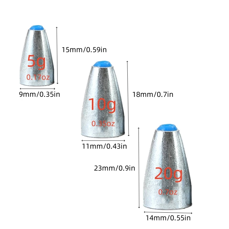 12 Stück linienschützende Legierung Bullet Sinker Wurmblei Sinker 3,5 g-20 g für Texas Rig & Carolina Rig Make Fishing Tackle Zubehör – Detail 6