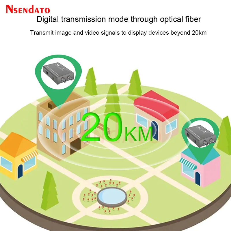 Imagem -02 - Sdi Extensor de Fibra Óptica Receptor Transmissor de Vídeo Bnc Sdi Loop Over sc Cabo de Fibra para Ps4 Dvd Câmera to tv Monitor 20km 3g hd