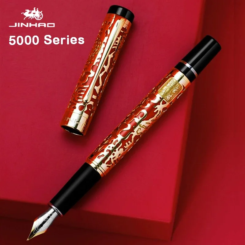 Jinhao 5000 металлическая перьевая ручка, роскошная текстура дракона, резьба, ручка руководителя, чернильная ручка, канцелярские принадлежности, школьные принадлежности PK 9019