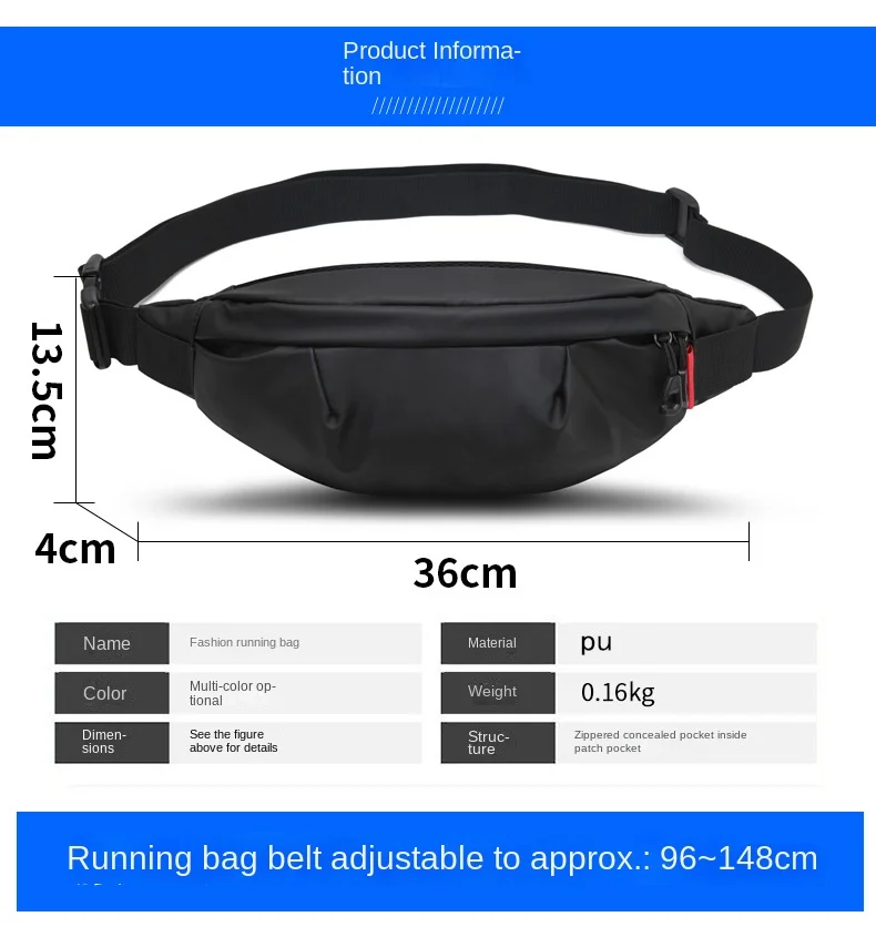 Outdoor Sports Waist Bag, Fashionable Running, Waterproof Mobile Phone Waist Bag, Fitness and Leisure Crossbody Bag, Cashier Bag