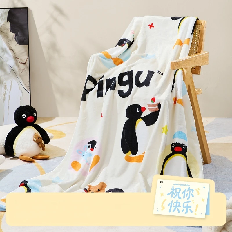 

Kawai Pingu Blanket Penguin Office Warm Shawl Autumn And Winter Home Cartoon Trend Toy Cute Girl Birthday Gift