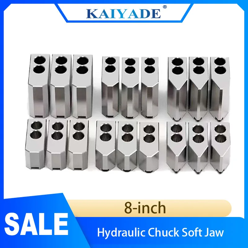 8 Inch CNC Lathe Clamp Hydraulic Chuck Three Jaw Soft Claws Heightening Raw Claw for Precision Machining
