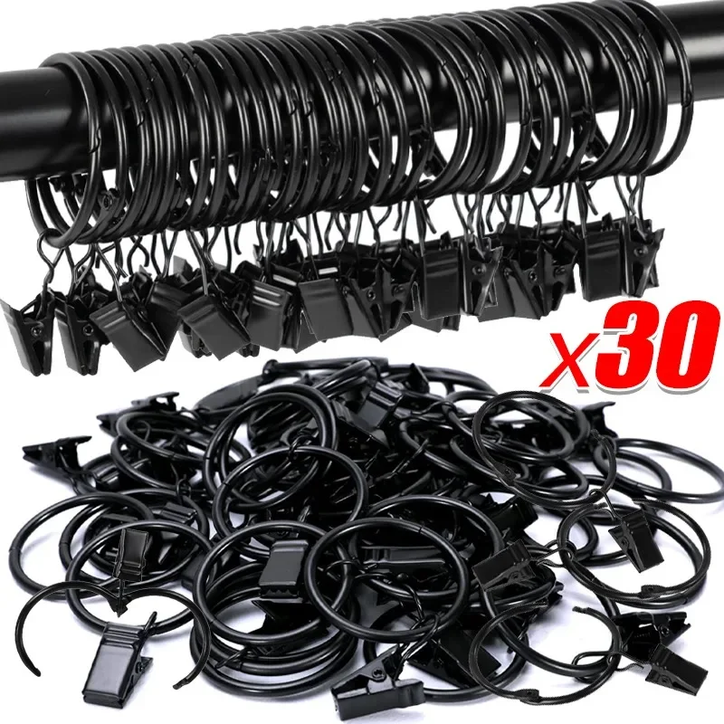 30/10x קליפסים לוויניות מעגליות רומיות, מחזיקי מוטות לוויניות מחולקות, טבעות לוויניות לחדר האמבטיה ולסלון, קישוט לבית